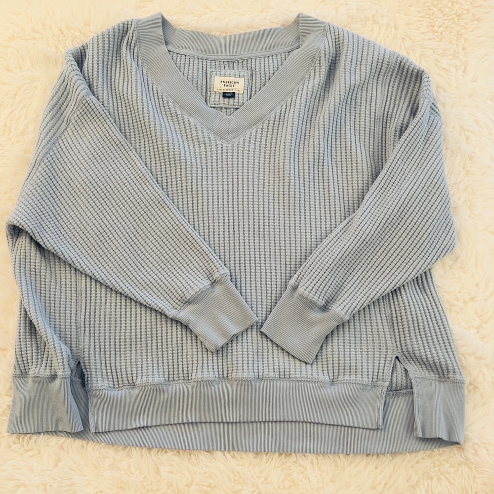 American Eagle Outfitters Sky Blue V-Neck Sweater